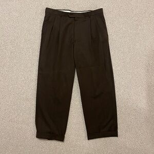 Hart Schaffner Marx Brown Wool Pleated Trousers